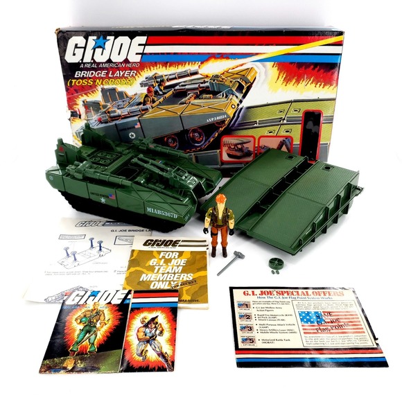 Vtg 1985 GI Joe Toss N Cross Bridge Layer w/ Tollbooth Complete In Box